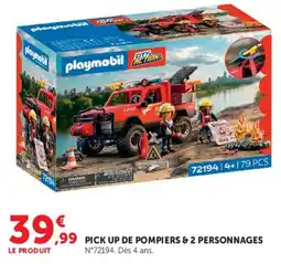 Super U Playmobil Pick Up de Pompiers & 2 Personnages offre