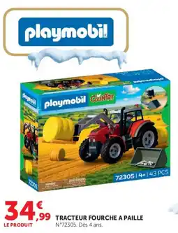 Super U Playmobil Tracteur Fourche A Paille offre