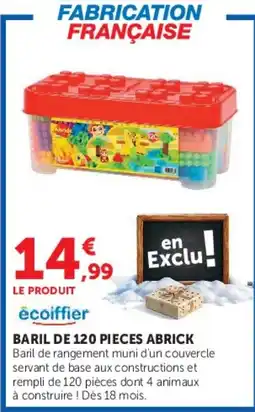 Super U écoiffier BARIL DE 120 PIECES ABRICK offre