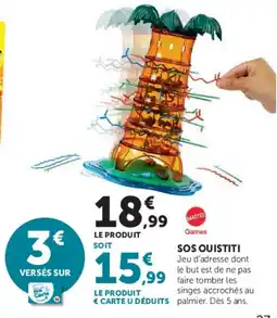 Super U MATTEL Games SOS OUISTITI offre
