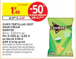 Intermarché Contact Doritos Chips Tortillas Goût Sour Cream offre