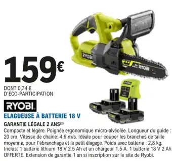 RYOBI ELAGUEUSE À BATTERIE 18 V