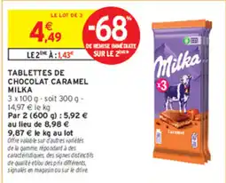 Intermarché Contact Milka TABLETTES DE CHOCOLAT CARAMEL offre
