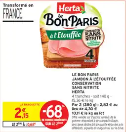 Intermarché Contact Herta Le Bon Paris offre