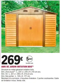 E.Leclerc Brico ABRI DE JARDIN IMITATION BOIS offre