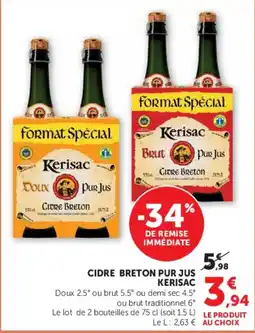 Super U Kerisac Cidre Breton Pur Jus offre