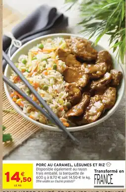 Intermarché Porc au caramel, légumes et riz offre
