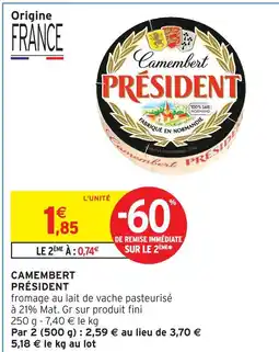Intermarché Président camembert offre