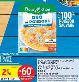 Intermarché Fleury michon duo de poissons riz cuisiné offre