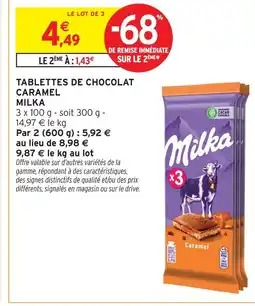 Intermarché Milka tablettes de chocolat caramel offre