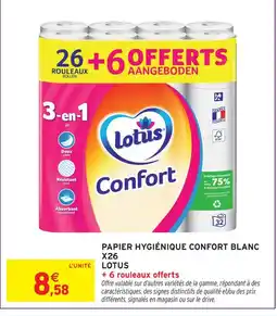 Intermarché Lotus papier hygiénique confort blanc x26 offre