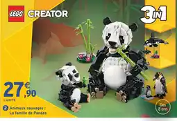 Intermarché Hyper Lego creator 3 animaux sauvages : la famille de pandas offre