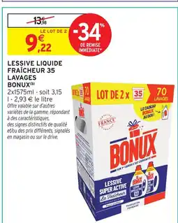 Intermarché Bonux lessive liquide fraîcheur 35 lavages offre