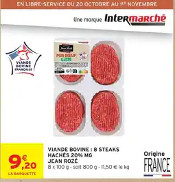Intermarché Jean rozé viande bovine : 8 steaks hachés 20% mg offre