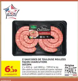Intermarché Socopa 2 saucisses de toulouse roulées façon charcutière offre