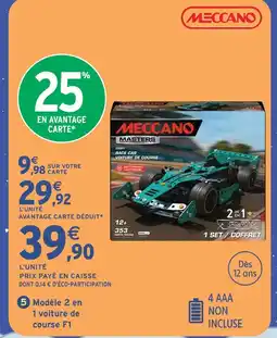 Intermarché Hyper Meccano modèle 2 en 1 voiture de course f1 offre