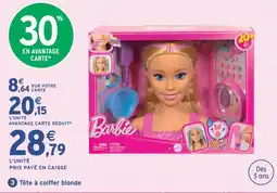 Intermarché Hyper Barbie tête à coiffer blonde offre