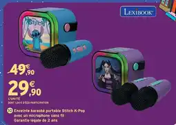 Intermarché Hyper Lexibook enceinte karaoké portable stitch k-pop avec un microphone sans fil offre