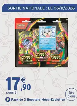 Intermarché Hyper Pokemon pack de 3 boosters méga-evolution offre