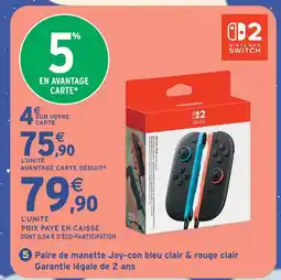 Intermarché Hyper Nintendo switch paire de manette joy-con bleu clair & rouge clair offre