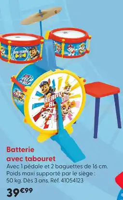 La Grande Récré Pat patrouille batterie avec tabouret offre