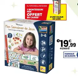 JouéClub Montessori mon semainier de jeux offre