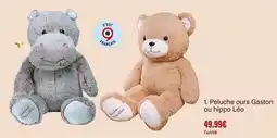 Monoprix Peluche ours gaston ou hippo leo offre