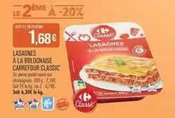 Match Carrefour - lasagnes à la bolognaise classic offre