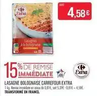 Match Carrefour - lasagne bolognaise extra offre