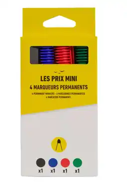Bureau Vallée Les prix mini - 4 marqueurs permanents pointe large – bleu, noir, rouge et vert offre