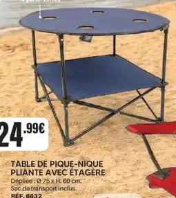 Shopix TABLE DE PIQUE-NIQUE PLIANTE AVEC ÉTAGÈRE offre