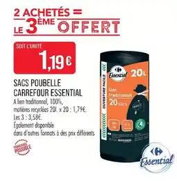 Match Carrefour essential sacs poubelle offre