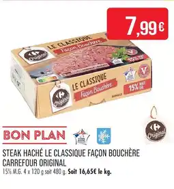 Match Carrefour original steak haché le classique façon bouchère offre