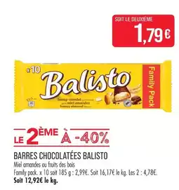 Match Balisto barres chocolatées offre