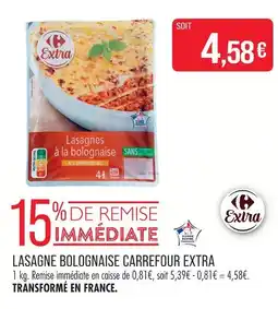Match Carrefour extra lasagnes à la bolognaise offre