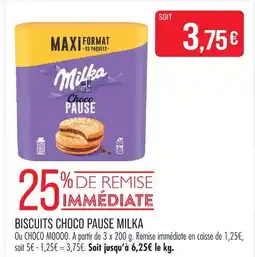 Match Milka biscuits choco pause offre