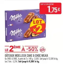 Match Milka gâteaux moelleux cake & choc offre