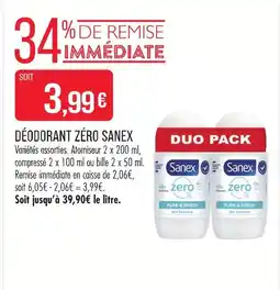Match Sanex déodorant zéro offre
