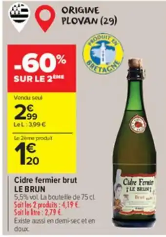 Carrefour Market Cidre Fermier Brut offre