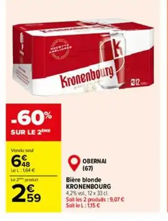 Carrefour Market Bière Blonde Kronenbourg offre