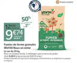 Jardiland INVIVO Fumier de ferme granulés offre