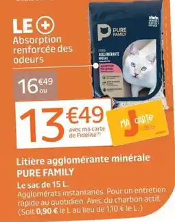 Jardiland PURE FAMILY Litière agglomérante minérale offre