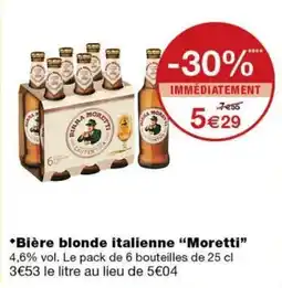 Monoprix Moretti Bière blonde italienne offre