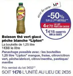 Monoprix Lipton Boisson thé vert glacé offre