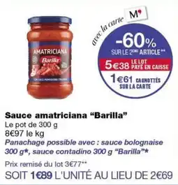 Monoprix Barilla Sauce amatriciana offre