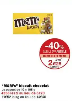 Monoprix M&M's biscuit chocolat offre