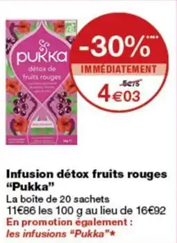 Monoprix Pukka Infusion détox fruits rouges offre