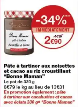 Monoprix Bonne Maman Pâte à tartiner aux noisettes et cacao offre