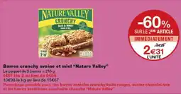 Monoprix Nature valley barres crunchy avoine et miel offre