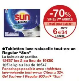 Monoprix Sun Tablettes lave-vaisselle tout-en-un Regular offre